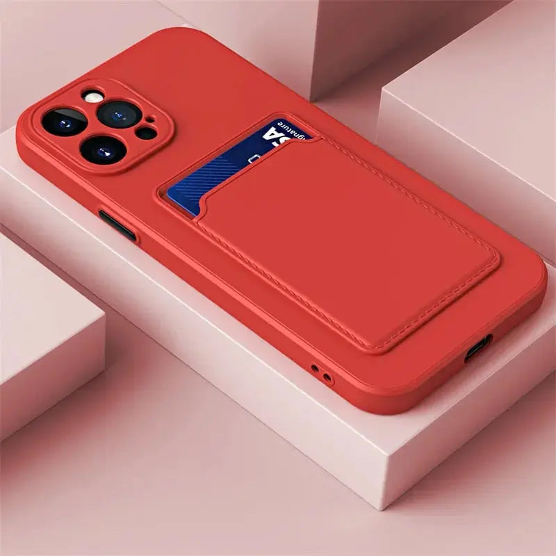 iPhone 14 case with card slot wallet liquid gel silicone shockproof-11