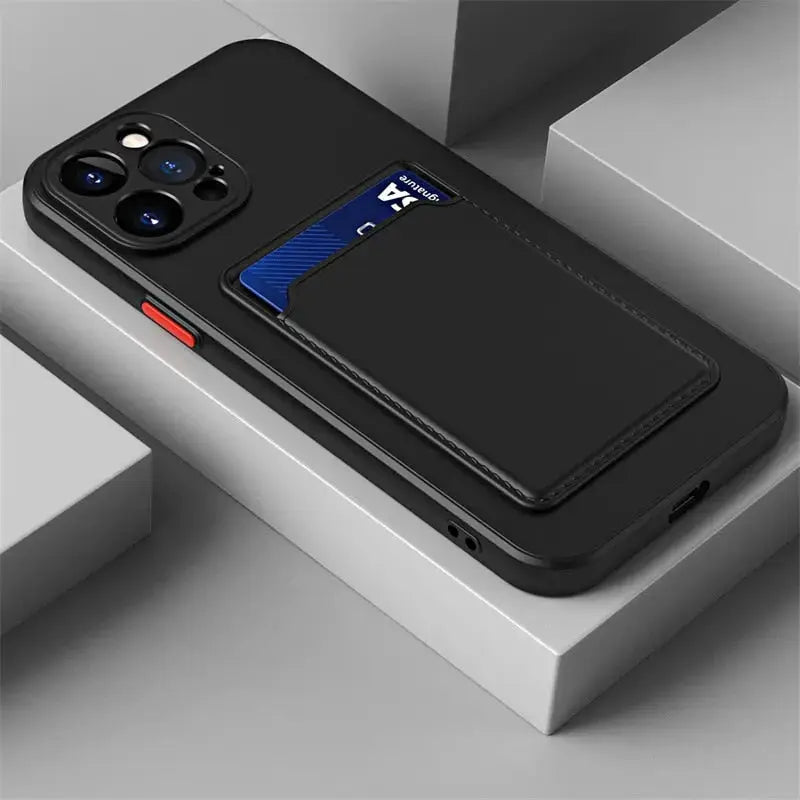iPhone 14 case with card slot wallet liquid gel silicone shockproof-3