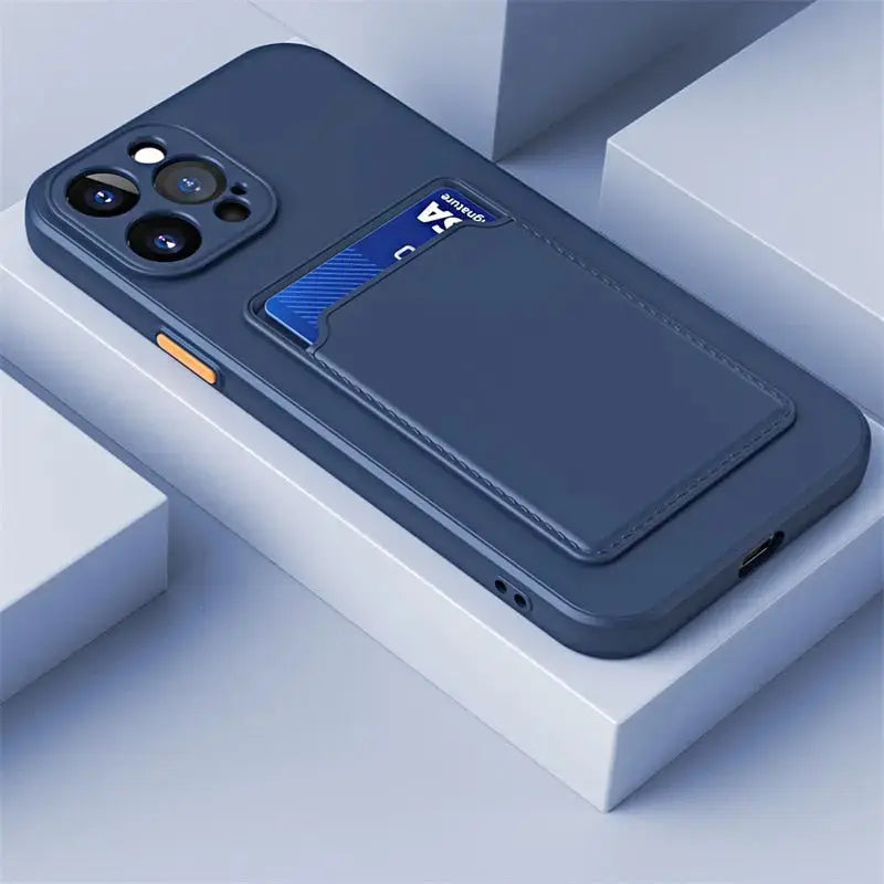 iPhone 14 case with card slot wallet liquid gel silicone shockproof-4