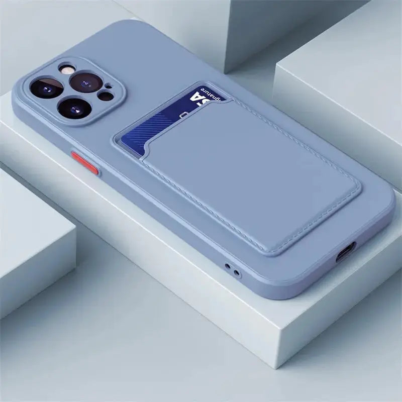 iPhone 14 case with card slot wallet liquid gel silicone shockproof-5