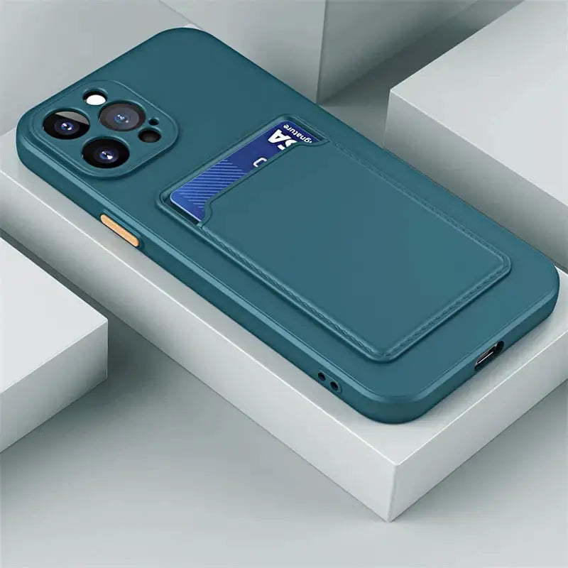 iPhone 14 case with card slot wallet liquid gel silicone shockproof-6