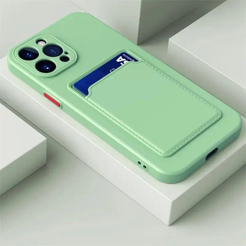 iPhone 14 case with card slot wallet liquid gel silicone shockproof-7