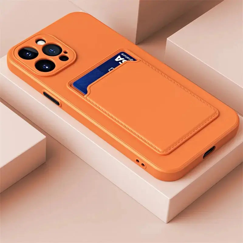 iPhone 14 case with card slot wallet liquid gel silicone shockproof-8