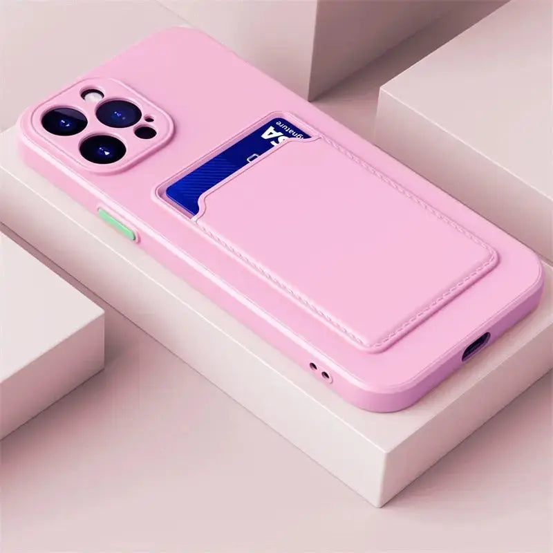 iPhone 14 case with card slot wallet liquid gel silicone shockproof-9