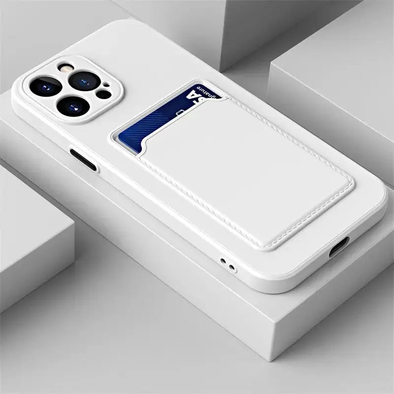 iPhone 14 case with card slot wallet liquid gel silicone shockproof-12