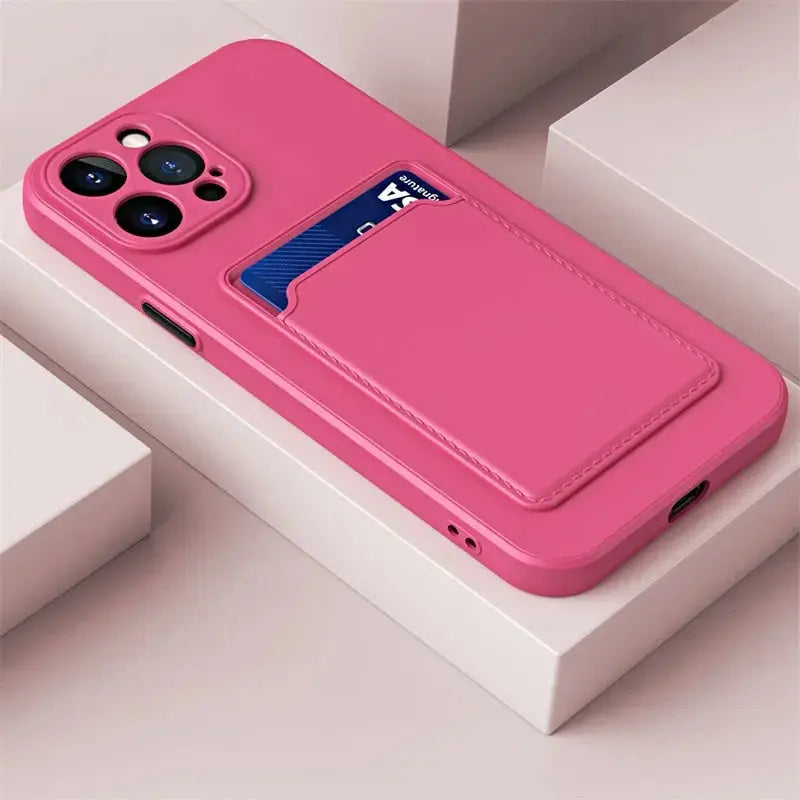 iPhone 14 case with card slot wallet liquid gel silicone shockproof-13